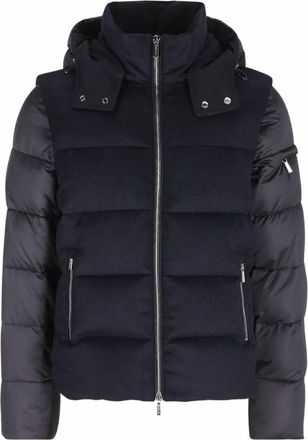 Moorer Mens Hooded Down Jacket In Blu