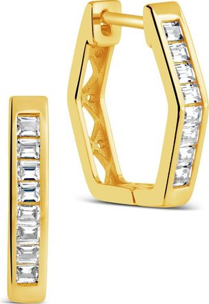Sterling Forever CZ Pavé Geometric Hoop Earrings in Gold at Nordstrom Rack