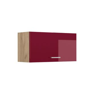 Vicco Armario Colgante R-line, Rojo De Alto Brillo/roble Dorado, 80 Cm Plano, Vicco