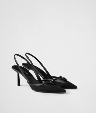 Prada Mesh fabric slingback pumps