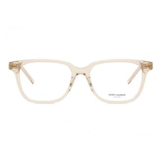 Saint Laurent Transparent Nude Rectangle Frame Eyeglasses - Beige