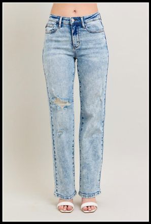 Judy Blue Womens 90s Straight Denim Plus In Light Blue