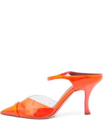 Malone Souliers 85mm transparent panel pointed-toe mules - Orange