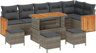 vidaXL Conjunto De Sof&aacute; De Jard&iacute;n 10 Pcs Gris, Gris Oscuro Vidaxl