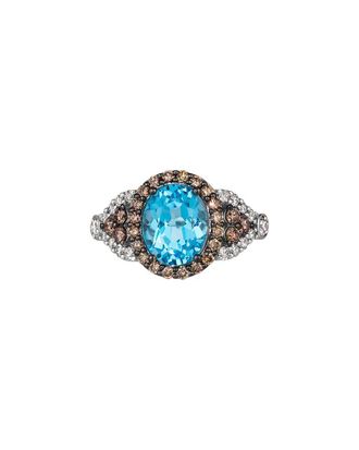 Le Vian Center Stone 14K 4.01 Ct. Tw. Diamond & Blue Topaz Cocktail Ring