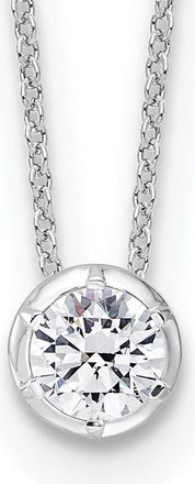 Diamond2Deal 14k White Gold 5/8 Ct Lab Grown Diamond Solitaire Slide Necklace 18 Clarity VS, Color D-E