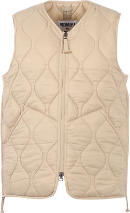 Sebago Quilted Sleeveless Vest with Unique Wavy Stitch and Adjustable Hem