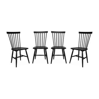 Sweeek Silla de madera de hevea, set de 4, negro