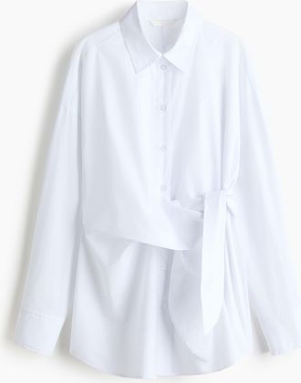 H&M Baumwollbluse mit Bindedetail - White