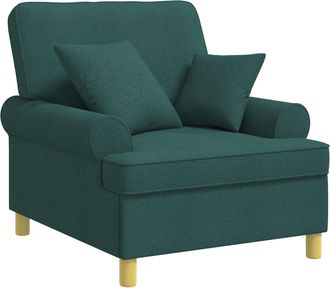 vidaXL Sill&oacute;n Xl Con Cojines Verde Oscuro Tela Vidaxl
