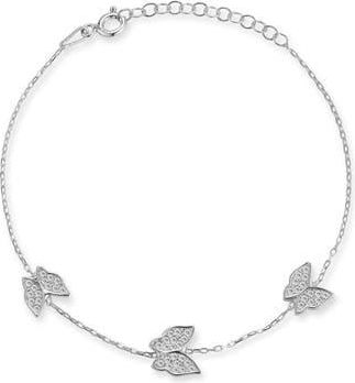 Sphera Milano Pavé CZ Butterfly Station Bracelet in Silver at Nordstrom Rack