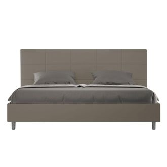 ITYhome Letto Matrimoniale King Size Rivestito In Similpelle - Mika - Colore: Cappuccino - Tipologia Letto: Con Rete - Dimensione Rete: 200x210