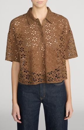 Frame Denim The Downing Eyelet Polo in Moss at Nordstrom, Size X-Large