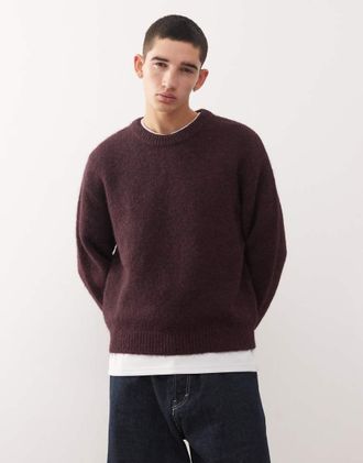 Weekday Maglione in misto lana bordeaux m&eacute;lange-Rosso