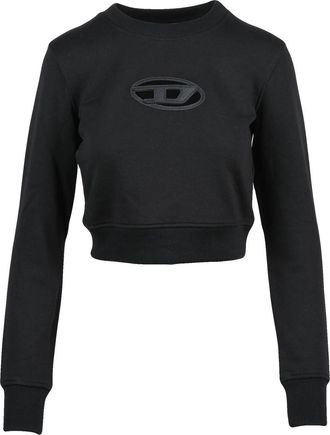 Diesel Black Raised Logo Fitted Cropped Sweatshirt
