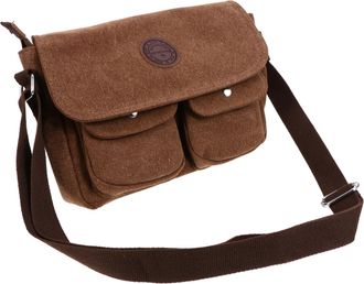 Yarnow Men Vintage Canvas Shoulder Pouch Lightweight Travel Bag for Work Business Office with Multiple Storage Compartments Brown Casual Satchel
