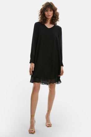 James Lakeland Long Sleeve Navy Wave Hem Dress
