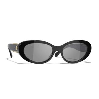 Chanel Sunglasses, female, Black, Size: 54 MM Oval Sunglasses