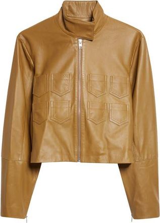 Paloma Wool Aline Crop Leather Jacket in 330 - Brown at Nordstrom, Size 4 Us