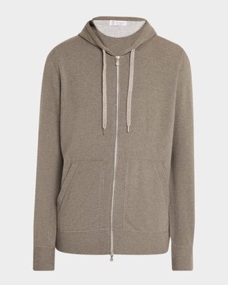 Brunello Cucinelli Men & apos;s Cashmere Knit Full-Zip Hoodie