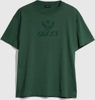 Gucci Cotton Jersey T-shirt With Embroidery, Size XXL, Green