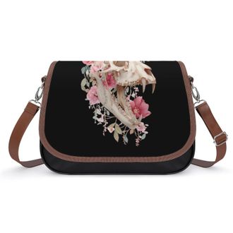 Generic Sabertooth Skull Womens Crossbody Bag Fashion Shoulder Handbags Message Tote Bag with Adjustable Strap