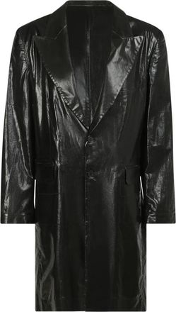 Maison Margiela Glanzende leren jas met V-hals - Dames - Mantel - Zwart - XS - Leer - Jassen