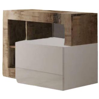 Dmora Scarpiera Varano, Mobile portascarpe, Armadio da ingresso multiuso, Mobiletto per calzature, Made in Italy, 91x35 h58 cm, Bianco lucido e Acacia