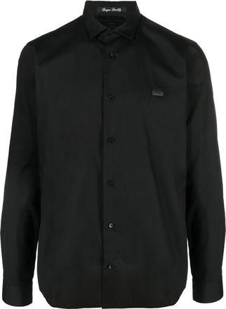 Philipp Plein snake detail long-sleeve shirt - men - Cotton - XXXXL - Black