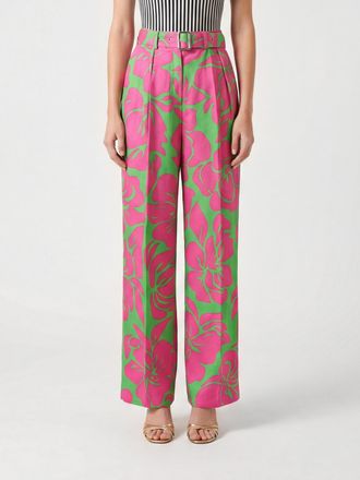 Dries Van Noten Pantaloni palazzo a vita alta in raso con stampa floreale