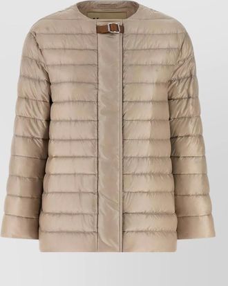 Herno leather buckle strap quilted down jacket