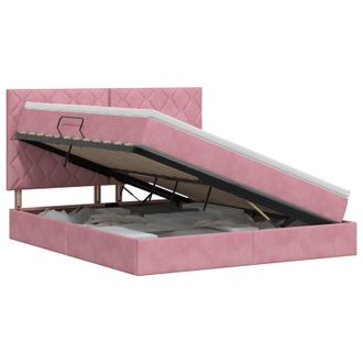vidaXL Cama Con Almacenamiento Y Colch&oacute;n Rosa 160 X 200 Cm Terciopelo Vidaxl
