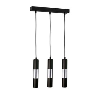 Netlighting Magnum Bar Pendant Ceiling Light Black Silver 50cm 3x GU10