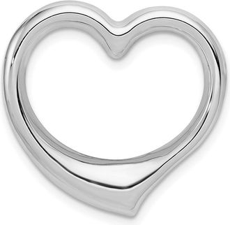 Diamond2Deal 14k White Gold Floating Heart Hollow Chain Slide