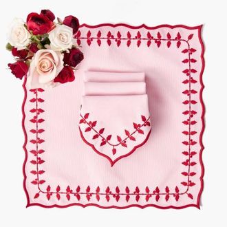 Mrs. Alice Pink & Red Laurel Napkins at Nordstrom