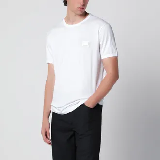Dolce & Gabbana T-shirt in cotone con placca logata bianca