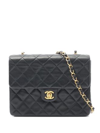 Chanel 1989-1991 Mini Square Classic Lambskin Single Flap crossbody bag - Black