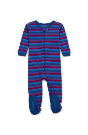 Leveret Kids Footed Striped Cotton Matching Family Pajamas in Unicorn Stripes at Nordstrom, Size 4T