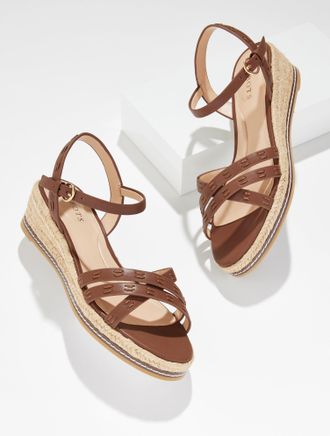 Talbots Pamela Vachetta Wedge Sandals - Hickory Brown - 10 1/2 M Talbots