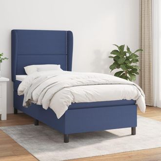 vidaXL Vidaxl - Cama Box Spring Con Colch&oacute;n Tela Azul 100x200 Cm