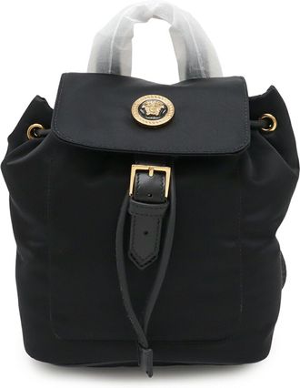 Versace Black Nylon Leather Backpack (Pre-Owned)