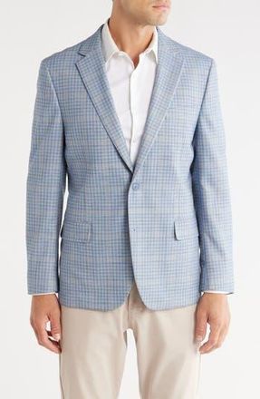 Original Penguin Plaid Notch Lapel Blazer in Light Blue/Tan at Nordstrom Rack, Size 40 Long