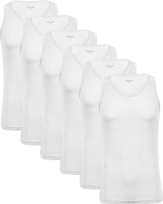 Generic Mens Pack of 6 Vests White Plain Assorted Tank Top Vest Cotton Undershirt (UK-XX-Large)