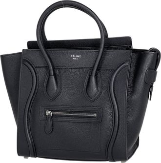 Celine Black Leather Handbag Tote Bag (Pre-Owned)