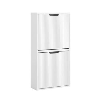 SoBuy Sobuy Fsr204-w Scarpiera Salvaspazio Slim Scarpiera Ingresso Con 2 Ante Basculanti, Montaggio Verticale/orizzontale, Mobile Legno Bianco Moderno Per C