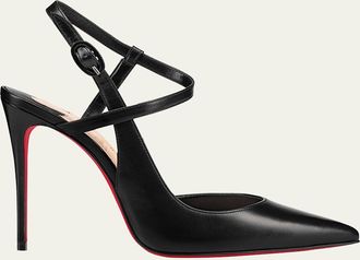 Christian Louboutin Jenlove Calfskin Red Sole Ankle-Strap High-Heel Pumps