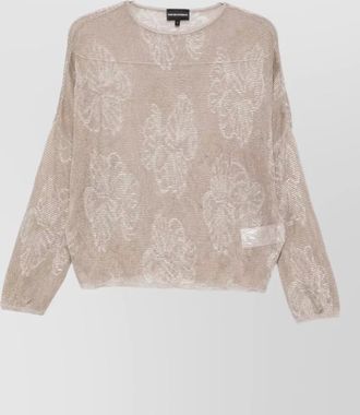 Emporio Armani crewneck sweater floral motif sheer knit