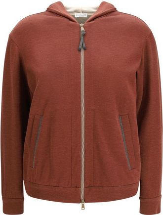 Brunello Cucinelli Bordeaux Silk Womens Sweatshirt