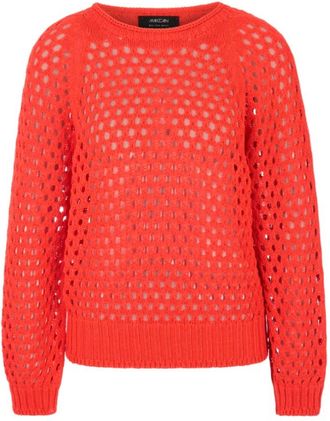 Marc Cain Trui Gebreid in Duitsland - Dames - Ronde hals truien - Rood - 2XL - Katoen - Truien & Vesten