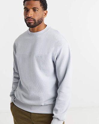 HUGO BOSS Waffle Crew Sweatshirt - Light Grey